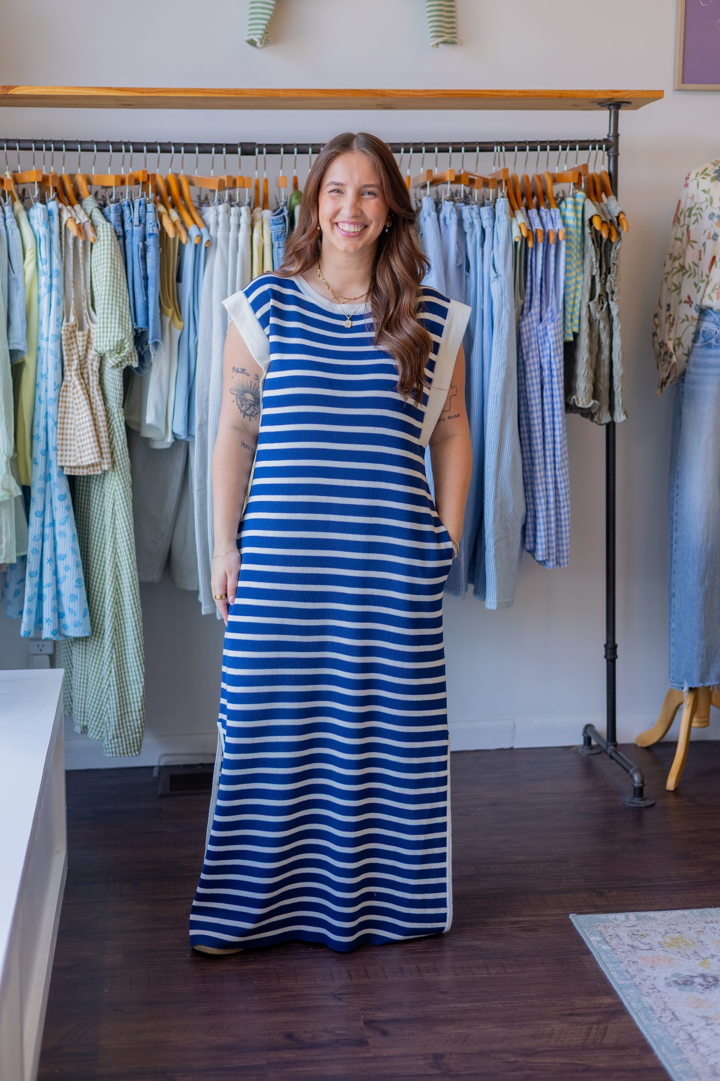 Striped Sleeveless Maxi Dress