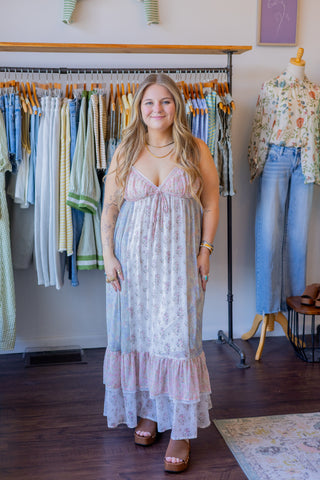 Dainty Floral Combo Maxi Dress