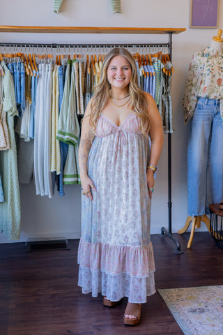 Dainty Floral Combo Maxi Dress