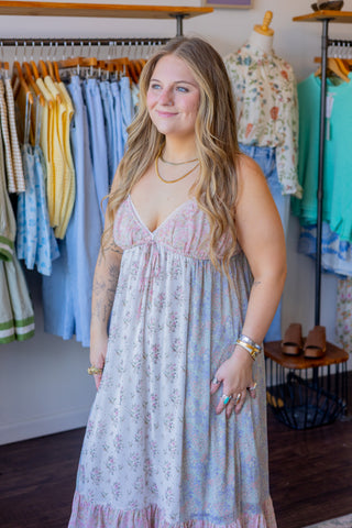 Dainty Floral Combo Maxi Dress