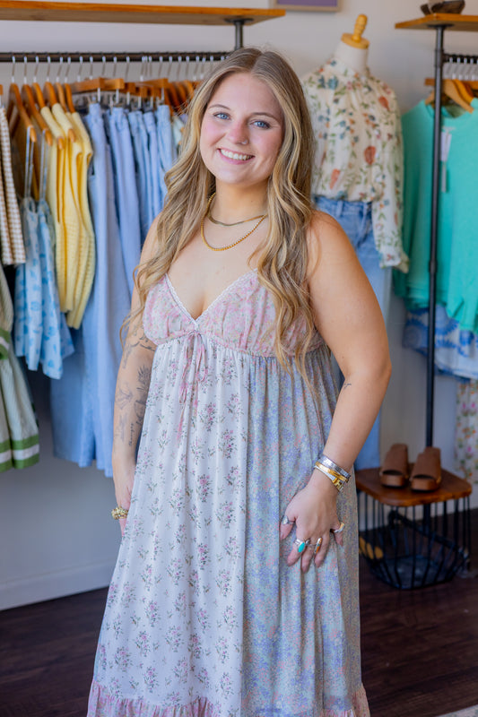 Dainty Floral Combo Maxi Dress