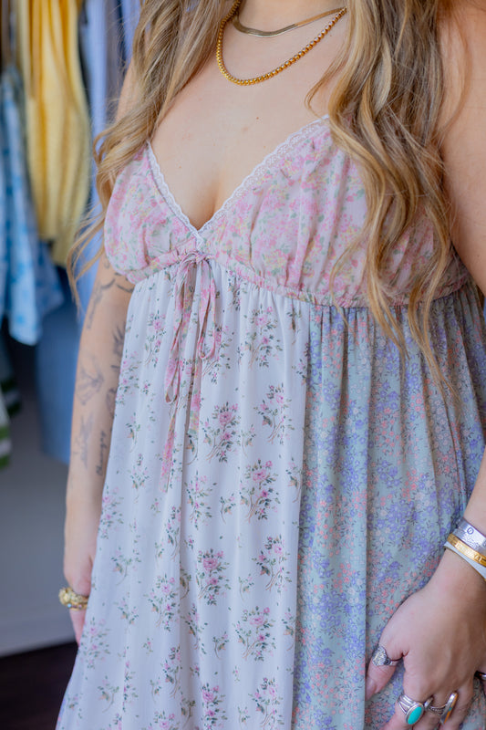 Dainty Floral Combo Maxi Dress