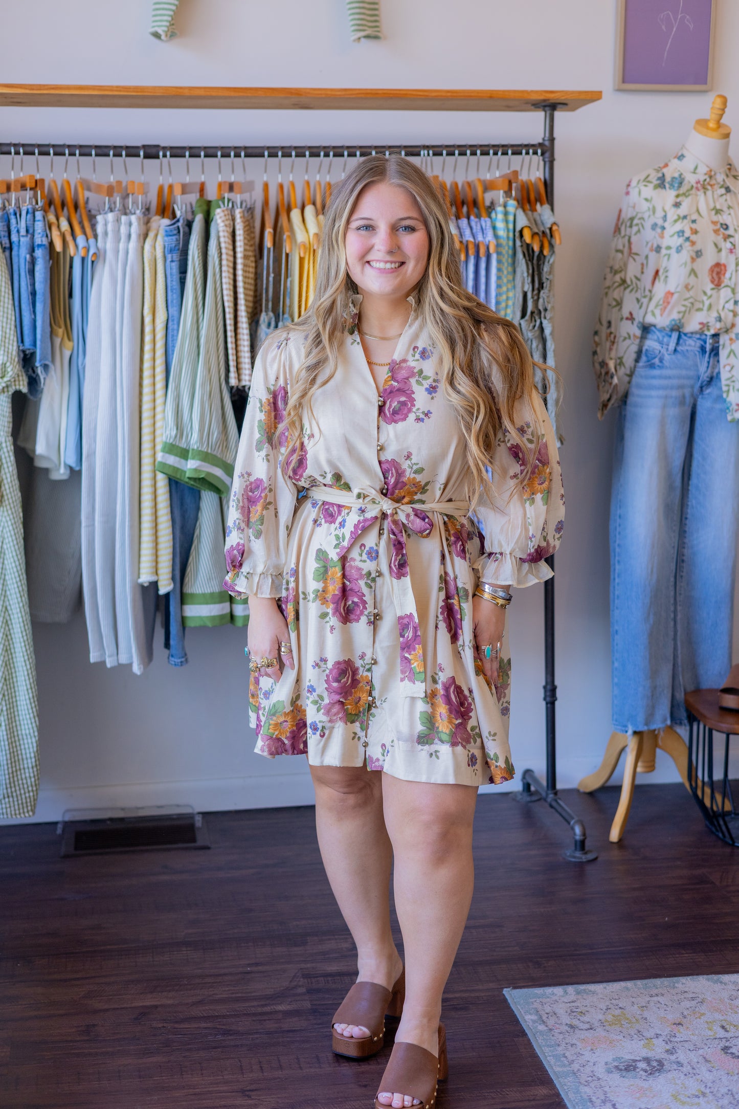 Floral Tie Waist Dress