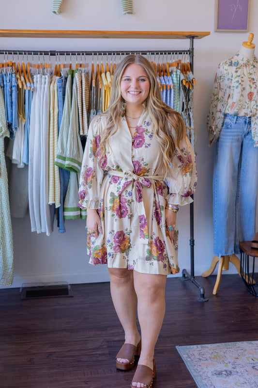 Floral Tie Waist Dress