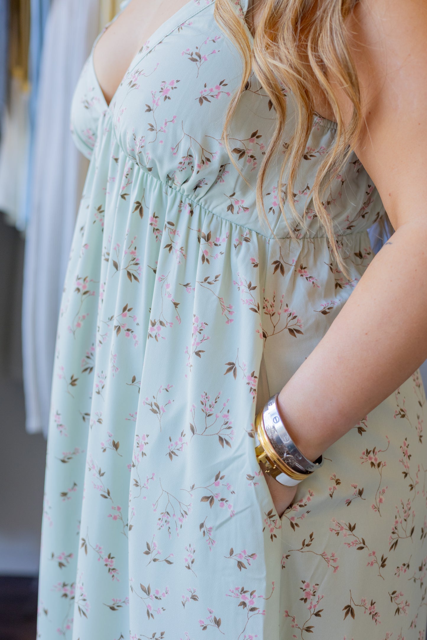 Floral Ruffle Sleeve Maxi Dress