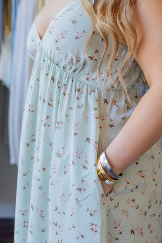 Floral Ruffle Sleeve Maxi Dress