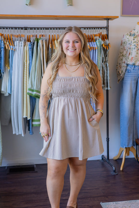 Plaid Smocked Mini Dress