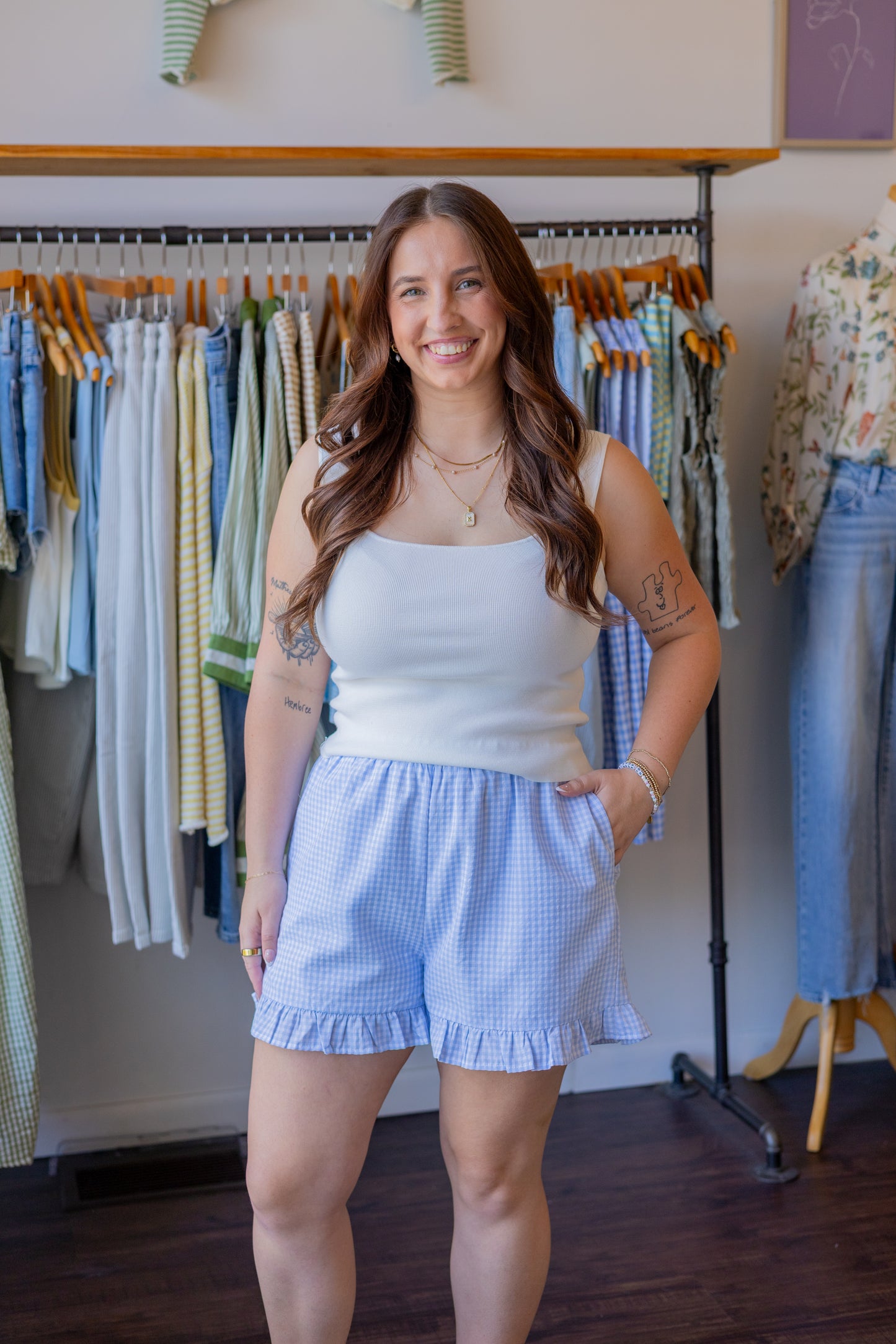 Gingham Ruffle Shorts