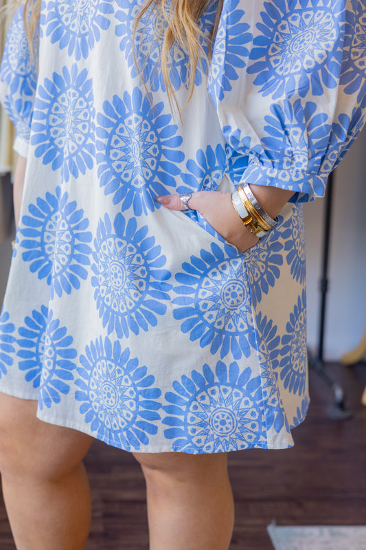 Print Puff Sleeve Mini Dress