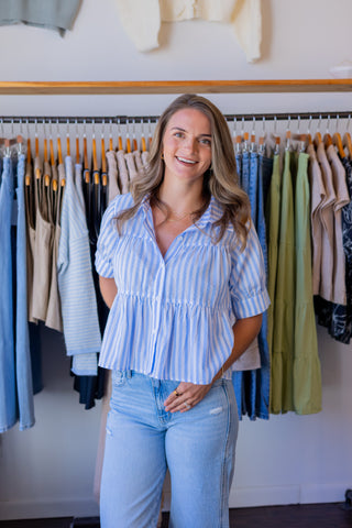 Stripe Tiered Button-Up Shirt