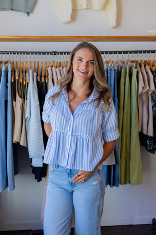 Stripe Tiered Button-Up Shirt