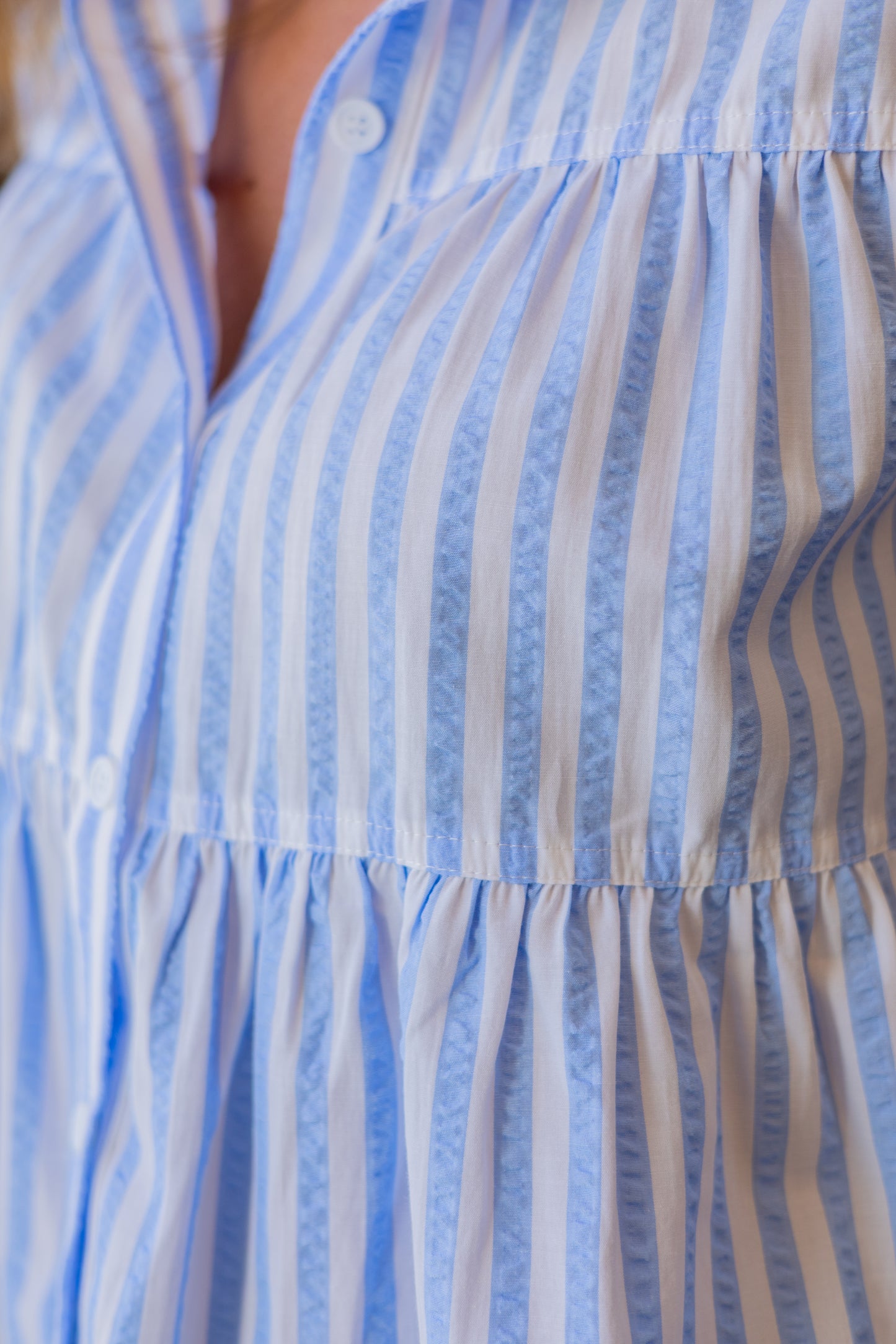 Stripe Tiered Button-Up Shirt