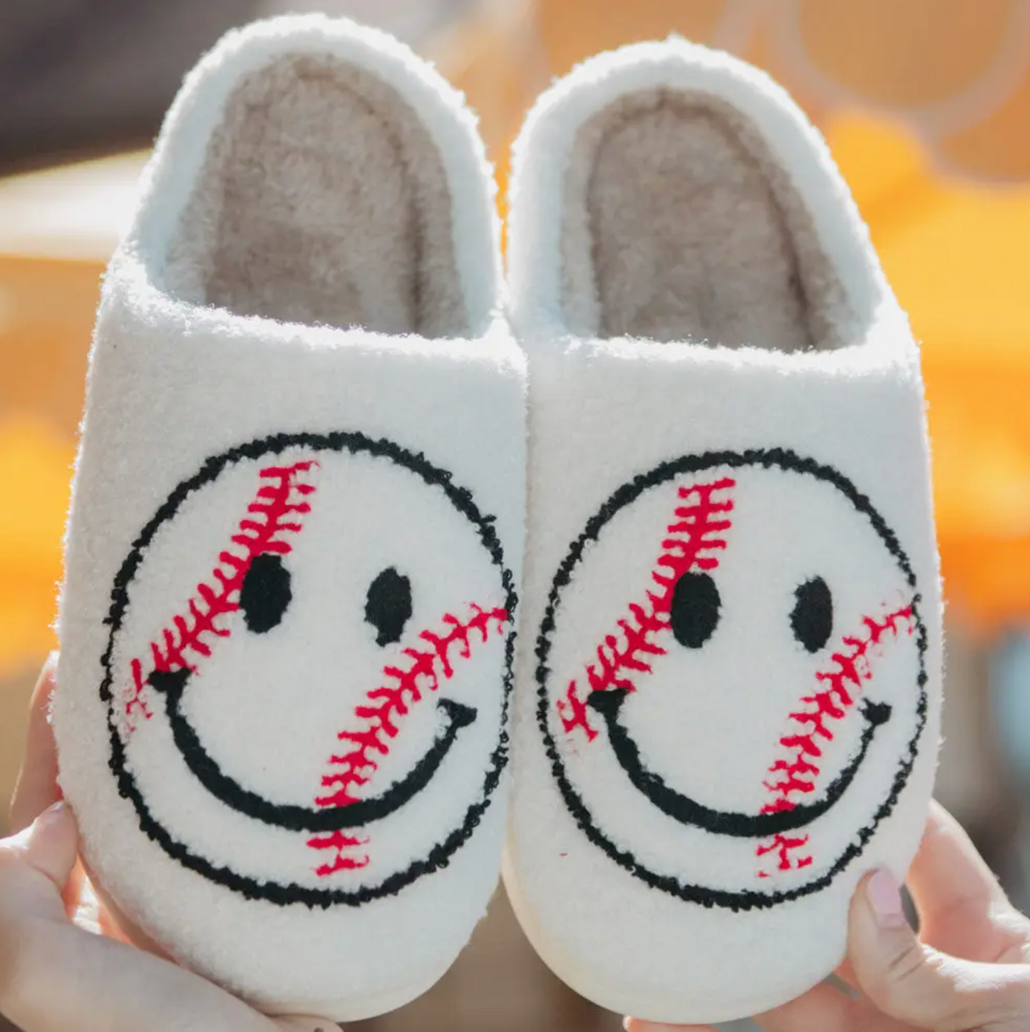 Baseball Happy Face Slippers