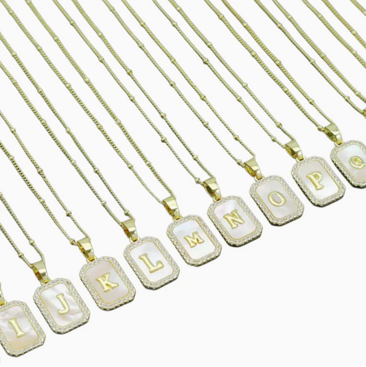 Pearl Platinum Initial Necklace