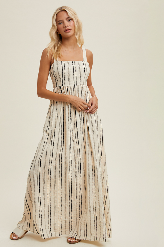 Striped Cut-Out Maxi Dress