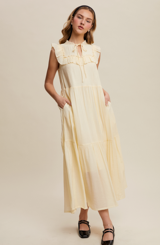 Striped Ruffle Tiered Maxi Dress