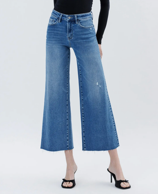 Raw Hem Wide Leg Jeans