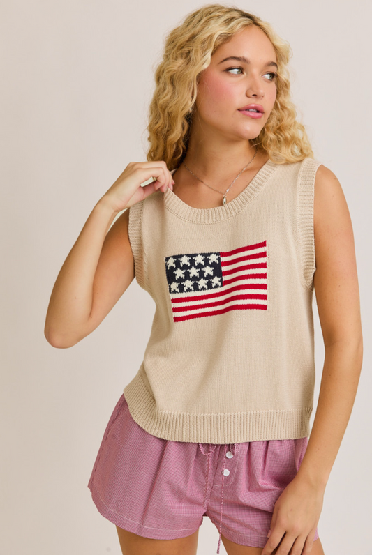 American Flag Sweater Top
