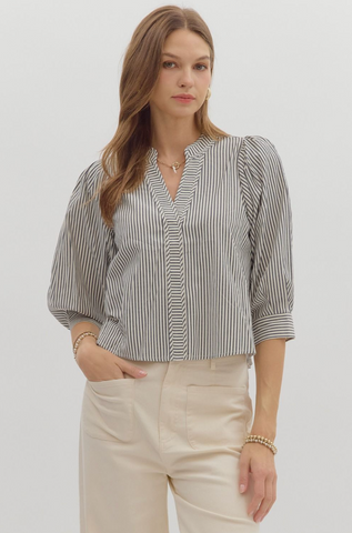 Stripe V-Neck Blouse