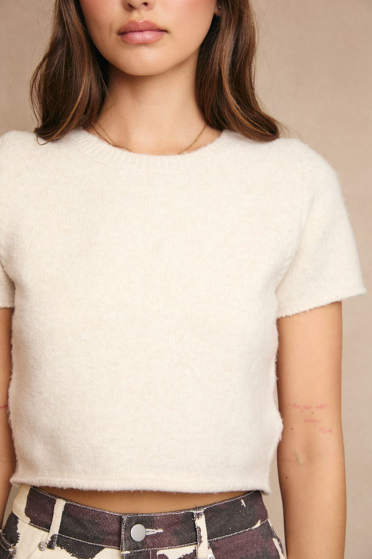 Cropped Short Sleeve Sweater