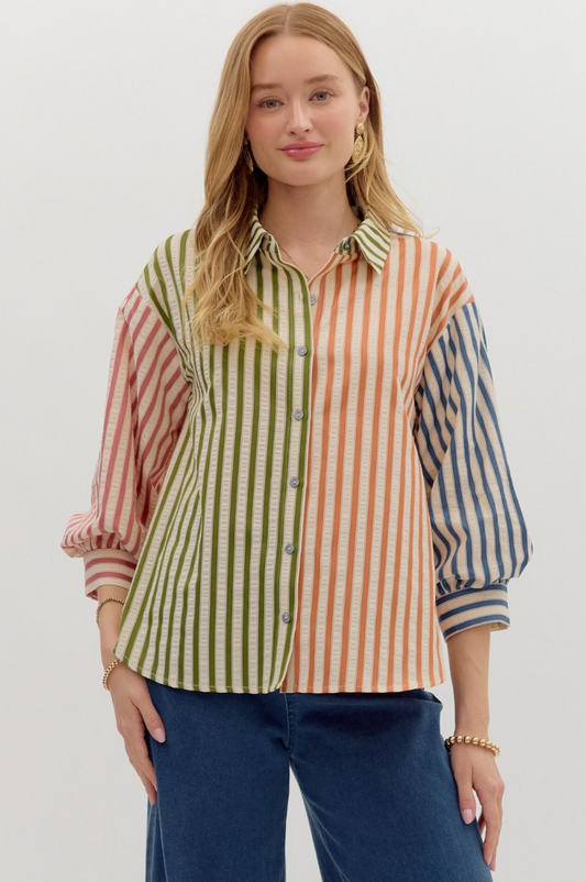 Colorblock Stripe Blouse