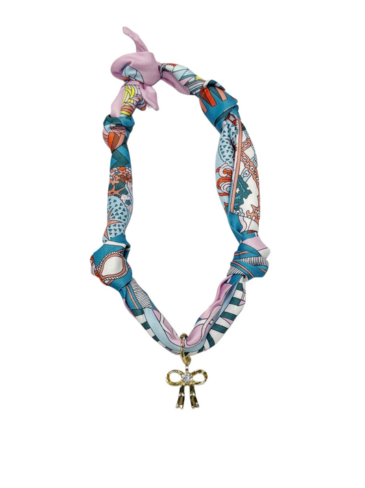 Scarf Bow Diamond Charm Necklace