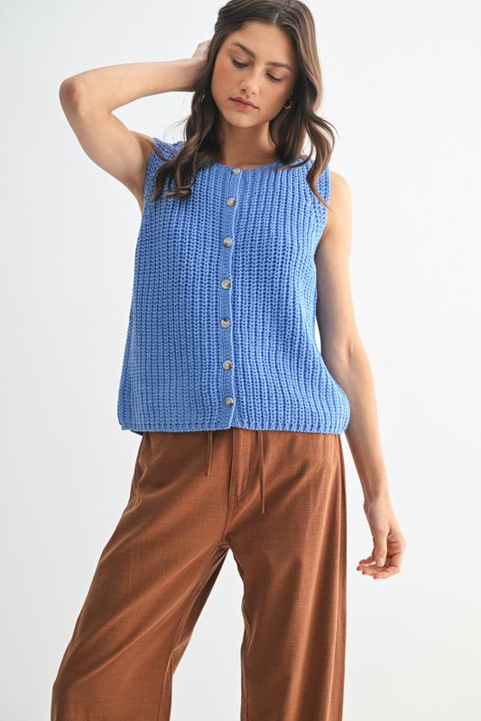 Textured Button-Up Sweater Vest