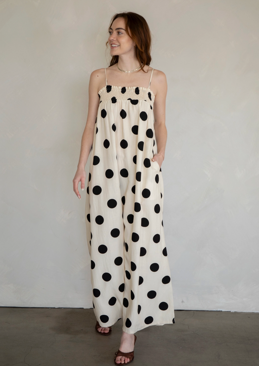 Polka Dot Linen Blend Dress