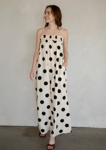 Polka Dot Linen Blend Dress