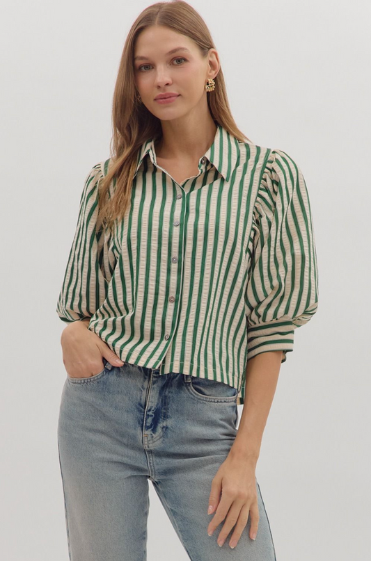 Stripe Collared Blouse
