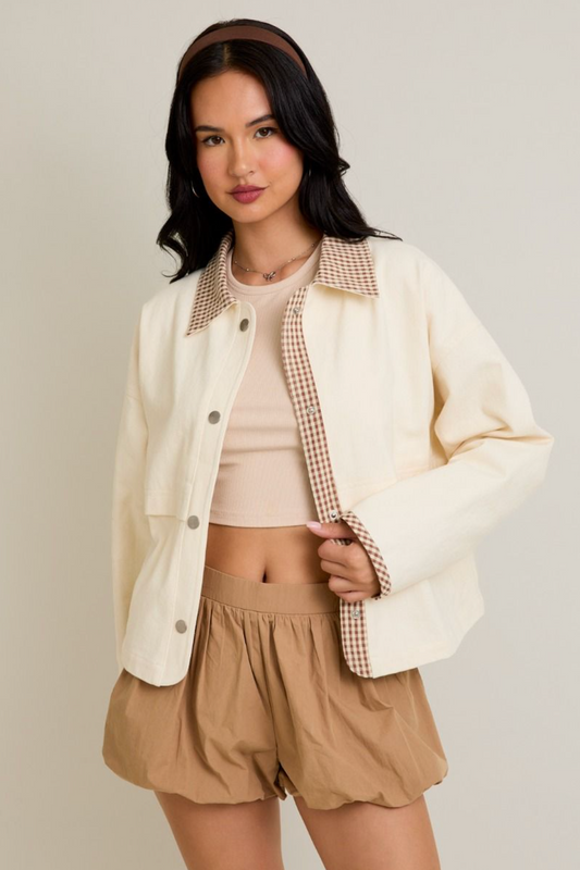 Gingham Contrast Shacket