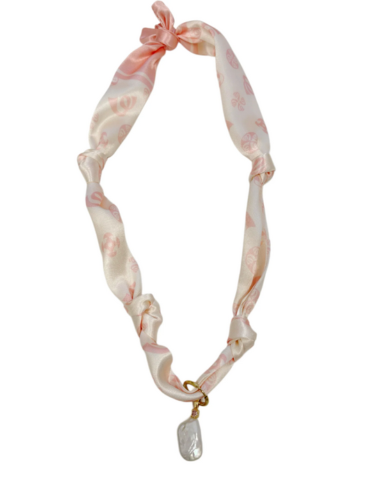 Pink Pearl Scarf Necklace