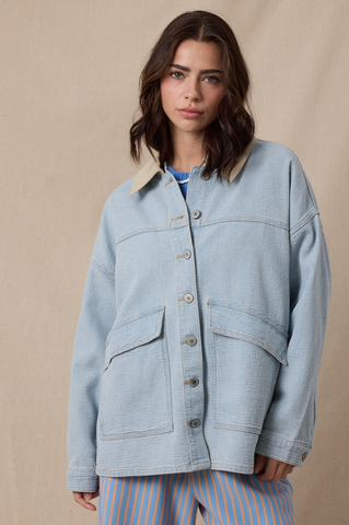 Cotton Denim Utility Jacket