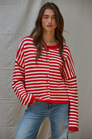 Striped Button Down Cardigan