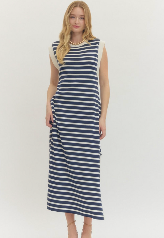 Striped Sleeveless Maxi Dress