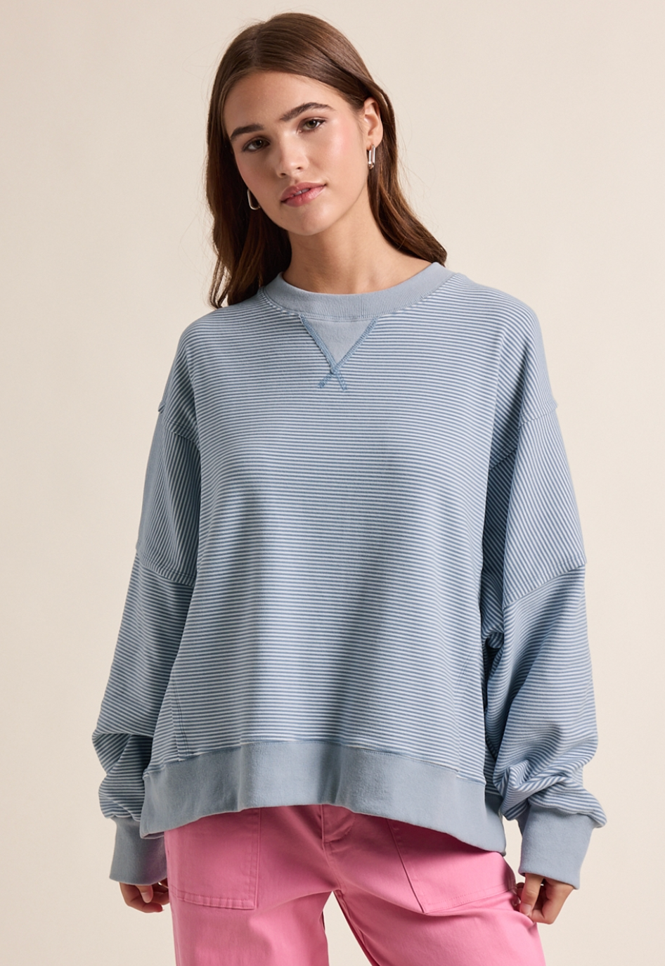 Striped Drop Shoulder Sweatshirt