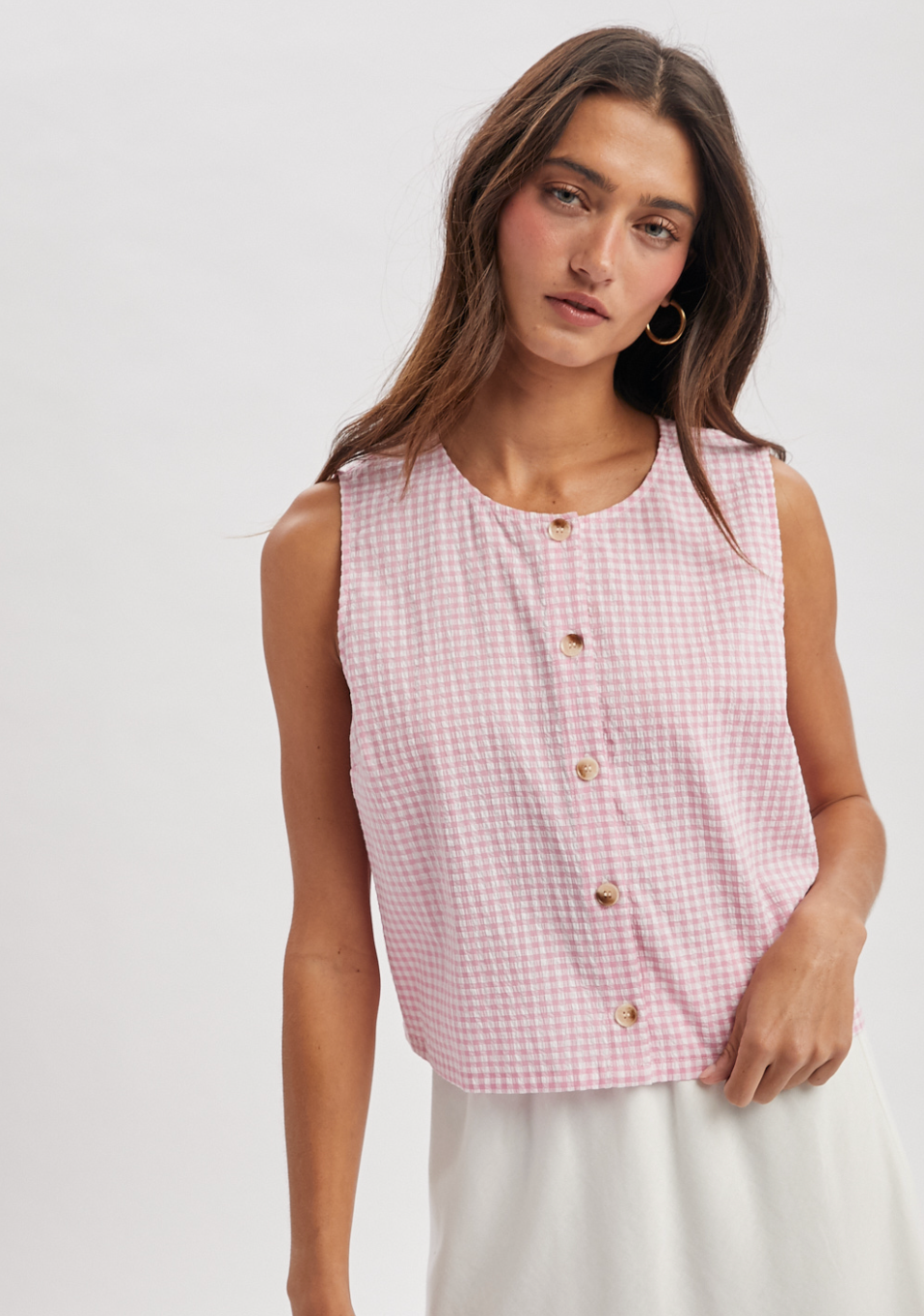Gingham Button-Up Tank