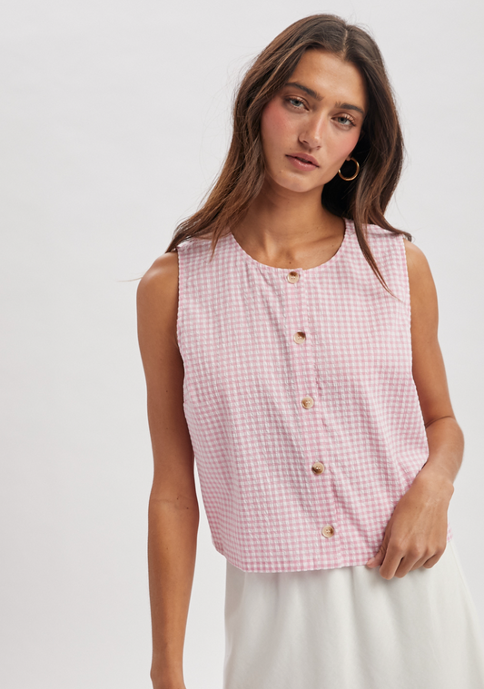Gingham Button-Up Tank