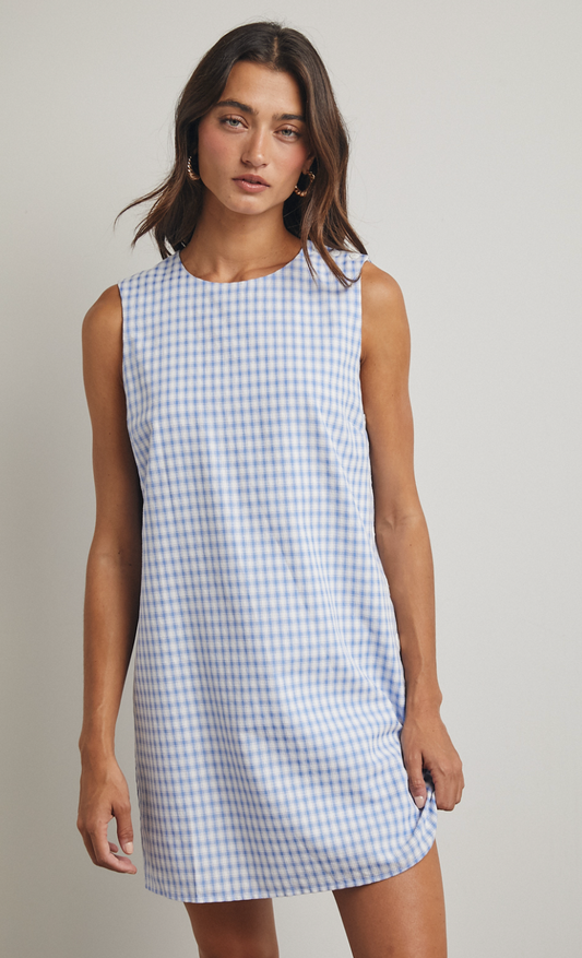 Side Button Plaid Mini Dress