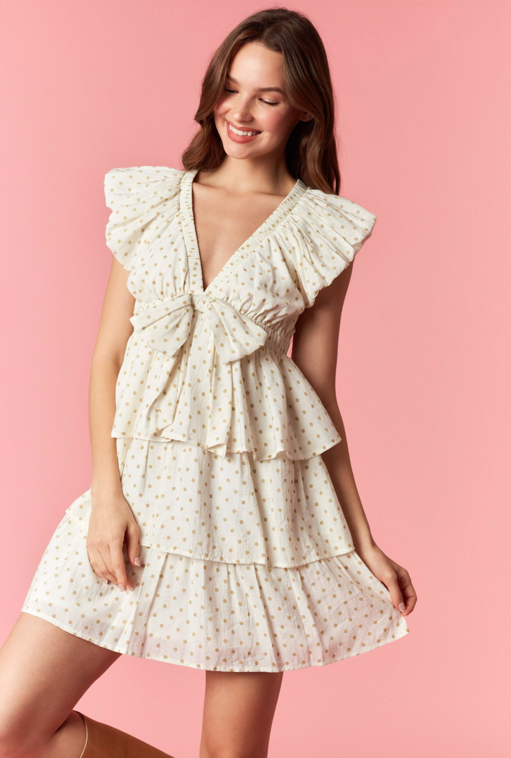 Polka Dot Cap Sleeve Dress