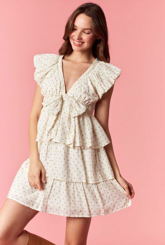 Polka Dot Cap Sleeve Dress