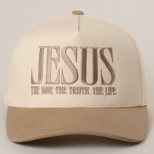Jesus Typography Embroidered Trucker Hat