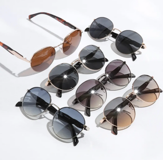 Round Lenses Two Tone Legs Design Sunglasses