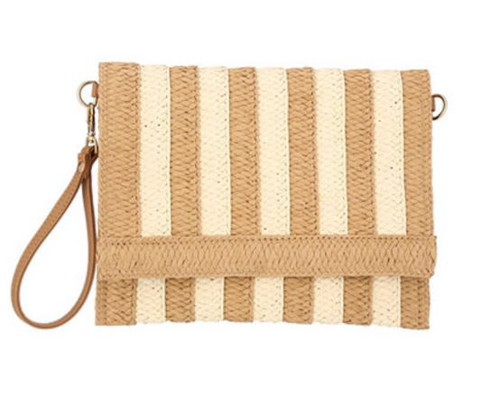 Stripe Straw Clutch