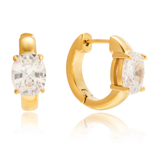 Oval Diamond Hoops