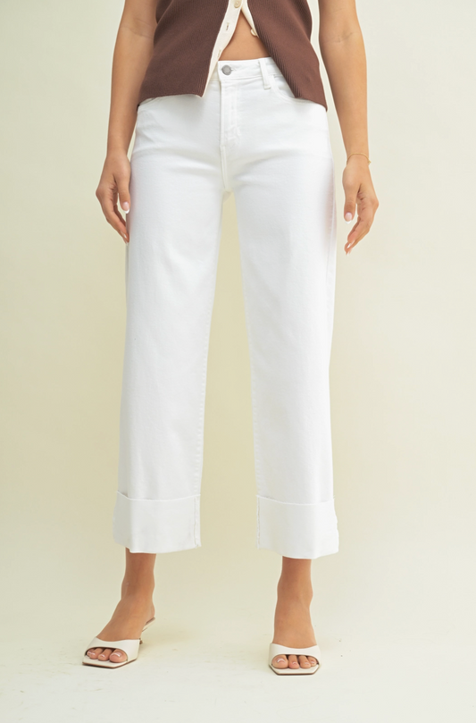 Scissor Cut Cuffed Jeans