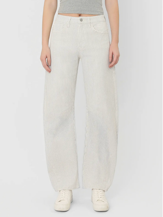 Striped Crop Barrel Jeans