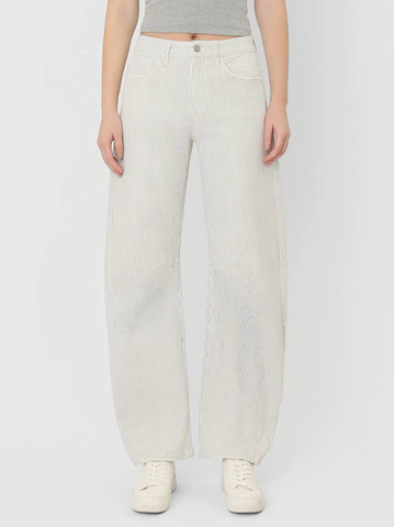 Striped Crop Barrel Jeans