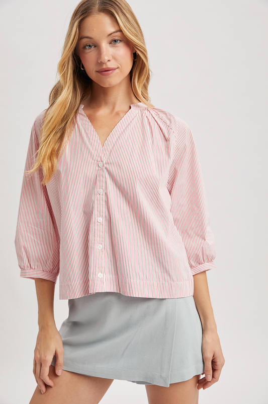 Striped Button-Up Blouse