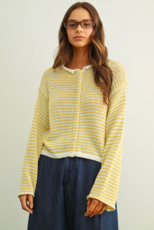Stripe Front Button Cardigan